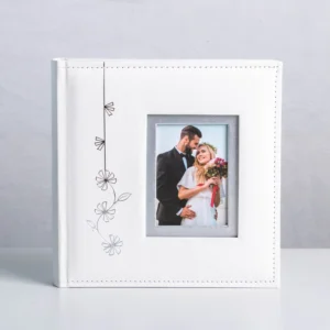 4*6 Inch 10x15cm 200 Photos Sliver Foil PU Leather Wedding Photo Album with Vertical Window