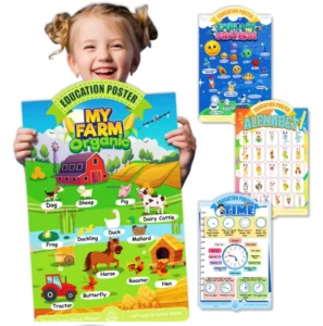4-Piece Educational Poster Set, Waterproof and Tear-Resistant