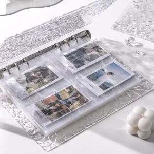 4-Pocket A5 Loose-Leaf Photo Card Binder Crystal Transparent Water Ripple Acrylic Mini Card Collection Book