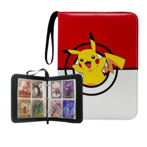 4-Pocket Trading Card Binder, PU Leather Album with PVC Protective Pages