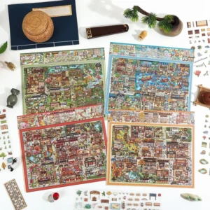 4 Stickers Per Pack Cat Series Cartoon themed Organizing and Stacking 3D Miniature Scene DIY Stickers