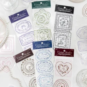 4 Stickers Per Pack Lace Memories Series Retro Border Themed DIY Journal Decorative Stickers