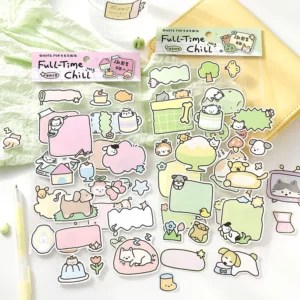 4 Stickers Per Pack Relaxing Is What Really Matters Series Cute Border Patterned Stickers