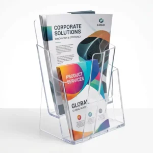 4-Tier Acrylic Brochure Holder, Waterfall Design, Magazine Display Stand, Countertop Leaflet Rack, Factory Direct