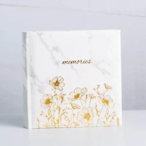 4 x 6 Inch 10 x 15 cm 200-Photo PU Leather Wedding Photo Album with Gold Foil Flowers
