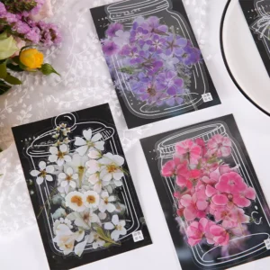 40 Pcs Retro Floral Stickers Set PET Transparent Flower Stickers for Scrapbooking Planner Journaling Diy Crafts Album Sticker