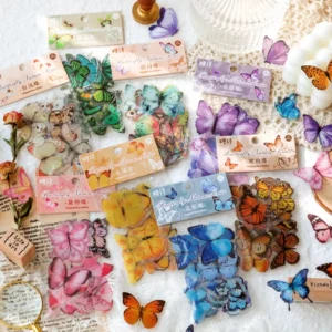 40-Piece Transparent Colorful Resin Butterfly Sticker Set for Scrapbooks, Journals, Planners, and Phones