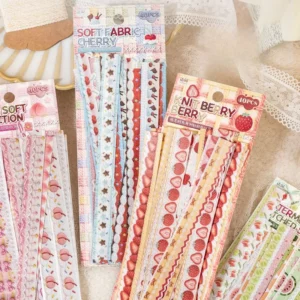 40 Stickers Per Pack Fabric Moments Series Realistic Knitted Ribbon Border Stickers for Journaling and Page Decoration