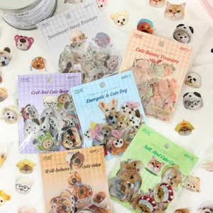 40pcs Cat Dog 3D PVC Vinyl Printed DIY Journaling Scrapbook Decorative Die-Cut Stickers