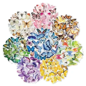 40pcs Transparent Waterproof Retro Butterfly PVC Stickers for Kids