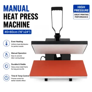40x60cm Manual High-Pressure Flatbed Heat Press Machine for T-Shirts and Garments DTF Sublimation