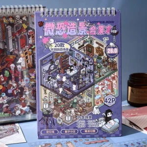 42-Sticker Eerie Scenery 3D Miniature Scene Sticker Book for Journaling and Craft Collage