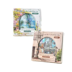 45 Stickers per Box Gardens Edge City Series PET Die-Cut Glossy Holiday Decoration Stickers