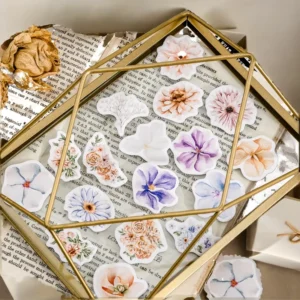 46-Piece Paper Flower Stickers for DIY Journals and Holiday Decoration, Self-Adhesive Sealing Stickers