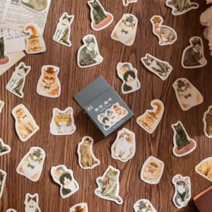 46-Piece Retro Cartoon Animal Sticker Pack for Journaling and DIY Decoration