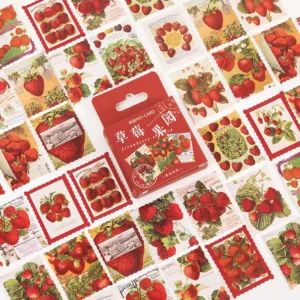 46-Piece Strawberry Orchard Paper Sticker Set for Scrapbooks, Notebooks, Phone Cases, and Stationery