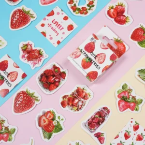 46-Piece Strawberry Series Flower and Fruit Sticker Set for Water Bottles, Phone Cases, and Journals