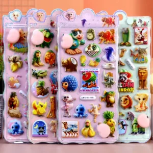4PCS 3D Relief Happy Buttocks Stickers DIY Decompress Squeeze Toys Animal Bubble Decals Phone Case Decor Sticker