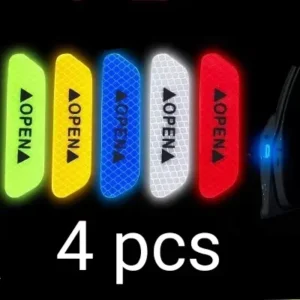 4PCS Reflective Car Warning Stickers Wheel Eyebrow Door Opening Stickers Diamond Wheel Reflective Strips