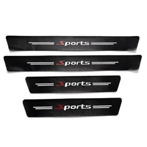 4Pcs Sports Car Door Sill Strip Carbon Fibre Protective Cover Universal Anti-scratch and Anti-collision Door Decorative