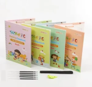 4pcs Handwriting Reusable Calligraphy Book English Language Preschool Kids Practice Magic Book Writing Copybook