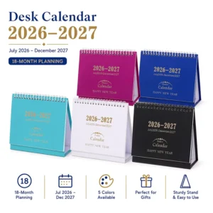 5 Colors 18 Month Desk Calendar Spiral Bound Gold Foil A Frame Desktop Tent Calendar Office Home Planner