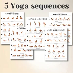 5 Different Good Morning Yoga Routines Printable Posters All Levels Guided Yoga Poses Chart for Daily Practice (5-Piece Set)