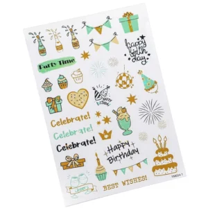 5-Piece Birthday Adhesive Laser Flash Stickers for Scrapbook and Diary Decoration
