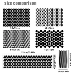 5 Styles Black Honeycomb Car Decal Anti-Scratch DIY 75x50cm 25x50cm Hexagon Geometric Mesh Pattern