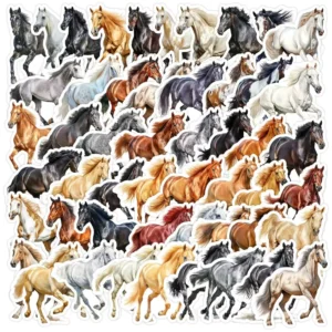 50 Animal Graffiti Stickers Horse Design Waterproof Adhesive Decorations for Phones and Water Cups