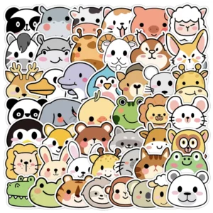 50 Carton Animal Graffiti PVC Decorative Stickers Creative Water Cup Mobile Phone Waterproof Adhesive