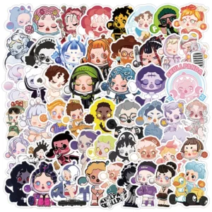 50 Count Cartoon Bubble Matt Graffiti PVC Stickers Waterproof Decorative Home Anime Decoration
