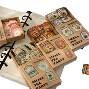 50 Decorative Stickers Per Box Tea Party Series Mini Label Designs