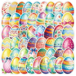 50 Easter Egg Graffiti Stickers for Water Bottles and Mobile Phones Waterproof PVC and Resin Holiday Stickers
