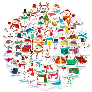 50 Hand-Drawn Cartoon Merry Christmas Holiday Decoration Stickers Offset Printed for DIY Gift Wrapping