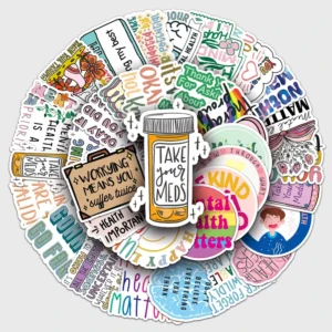 50 Mental Health Graffiti Stickers Depression Prevention Waterproof Stickers for Skateboards and Luggage