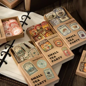 50 Mini Self-Adhesive Tea Party Holiday Stickers for Lifestyle Decor