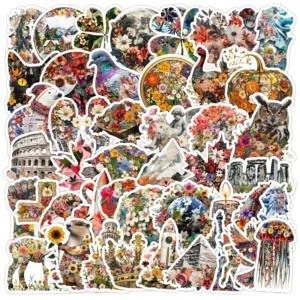 50 PVC Waterproof Decorative Stickers Animal Graffiti Design for Water Cups Mobile Phones Home Decoration