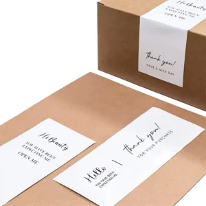 50-Pack White Minimalist Thank-You Rectangle Stickers for Gift Box Sealing and Packaging