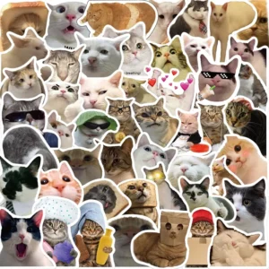 50 Pcs Cute Red Cat Express Graffiti Stickers Decorate Luggage Pen Guitar Notebook Waterproof Vinyl Stickers