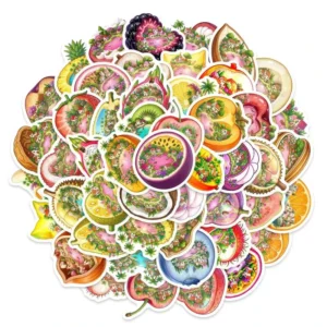 50 Pcs Fruit Vinyl Decorative Sticker Pack for Skateboards Luggage Laptops and Bottles