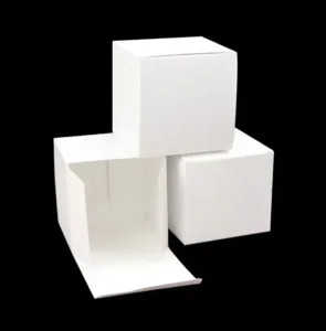 50-Piece 350G Double-Sided Plain White Paper Gift Boxes, 2mm Square Ivory Board, Matte Lamination, Embossing, Gold Foil