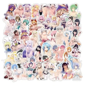 50-Piece Cartoon Beauty Anime Vinyl Stickers for Laptop