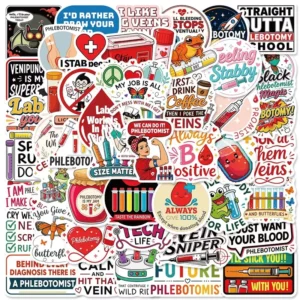 50-Piece Cartoon Medical Theme Graffiti Stickers for Bottle and Phone Decor