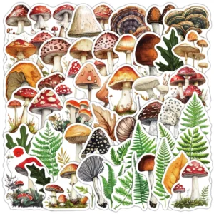 50-Piece Cartoon Mushroom Forest Decorative Stickers for Laptops