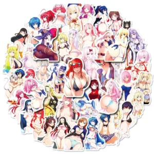 50-Piece Cute Girl Cartoon Bikini Graffiti Waterproof Stickers for Notebook and Cup