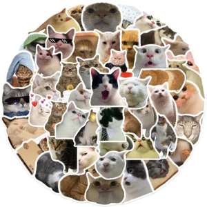 50-Piece Funny Cat Meme Graffiti Stickers for Refrigerator Car Phone Vinyl