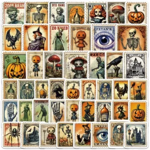 50-Piece Halloween Stamp Decorative Stickers for Window and Book Decor