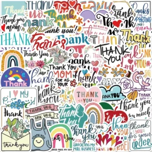 50-Piece Inspirational Thank You Stickers for Phone Decoration and Children’s Rewards