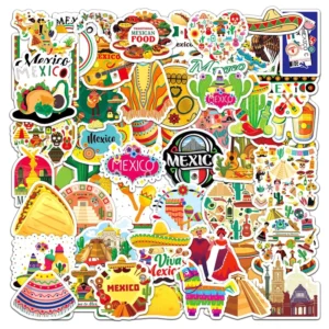 50-Piece Mexican Culture Graffiti Stickers for Luggage and Car Waterproof Travel Sticker